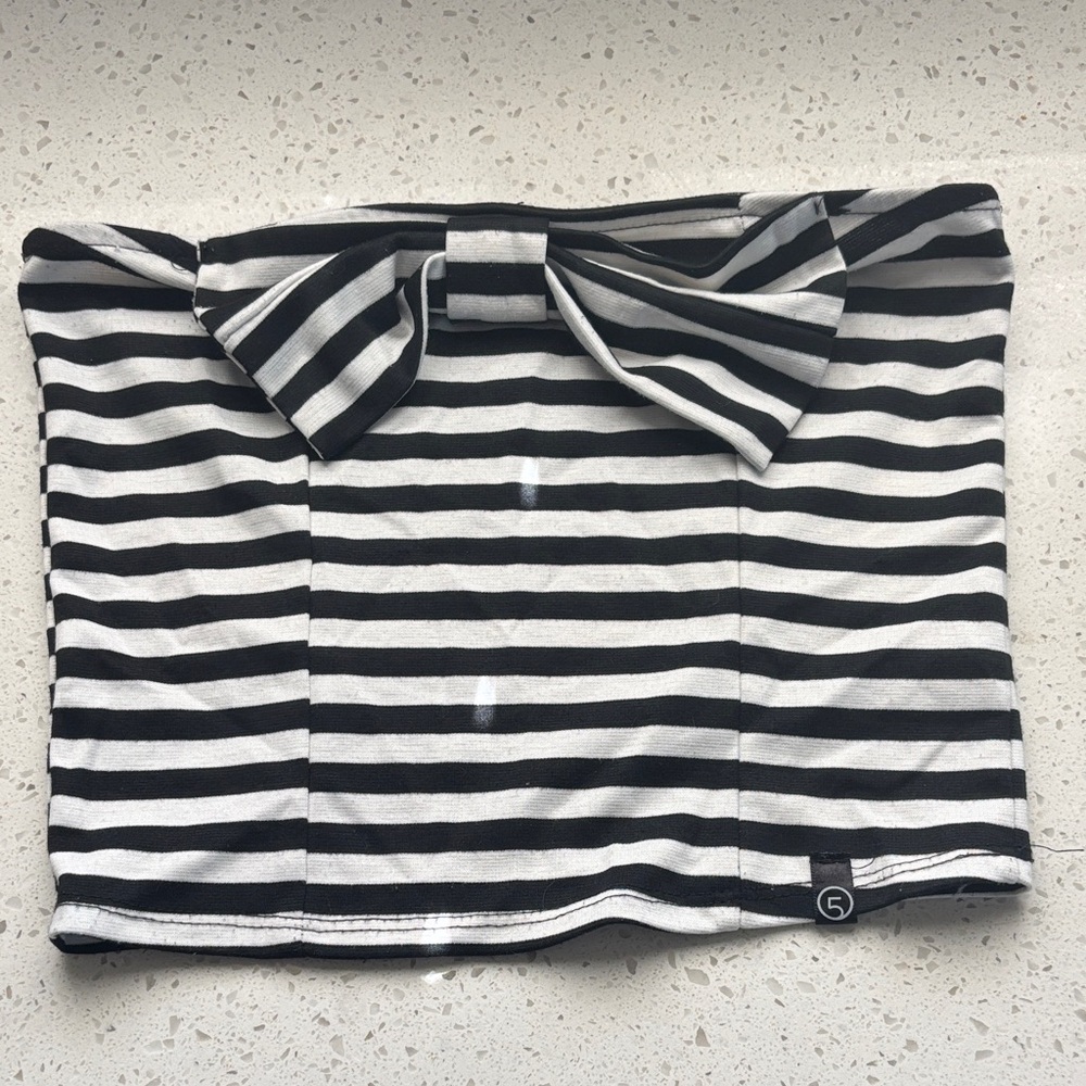 Striped Black and White Tube Top